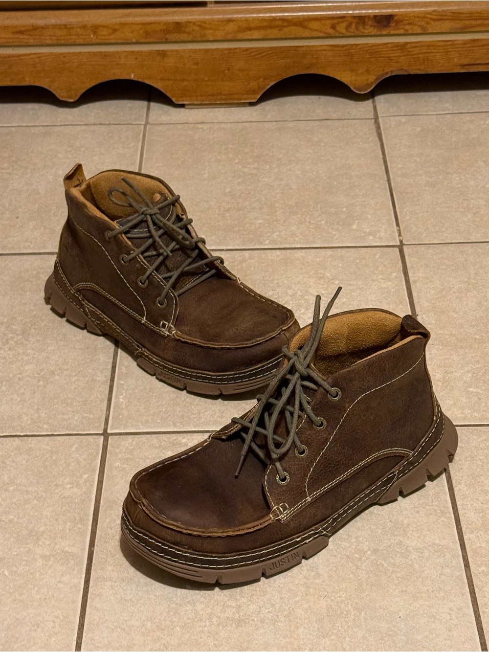 Men's Justin Original 5" Steel Toe Chukka Moc Toe Work Boots WK277 Size 9.5 D